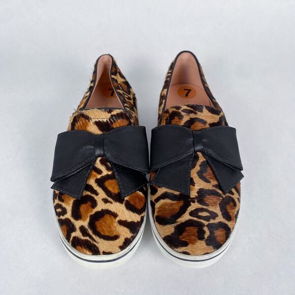 kate Spade New York Delise Leopard Calf Hair Bow Tie Sneakers 7 - Picture 4 of 7